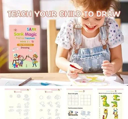 WRITING MAGIC BOOK FOR KIDS EVAPORATIVEINK REUSABLE (with refills and pens)