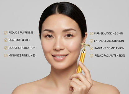 24K Gold Energy Beauty Bar Electric Facial Massage Roller