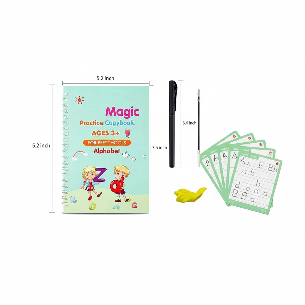 WRITING MAGIC BOOK FOR KIDS EVAPORATIVEINK REUSABLE (with refills and pens)