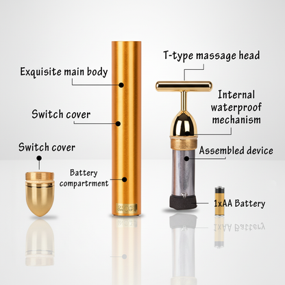 24K Gold Energy Beauty Bar Electric Facial Massage Roller